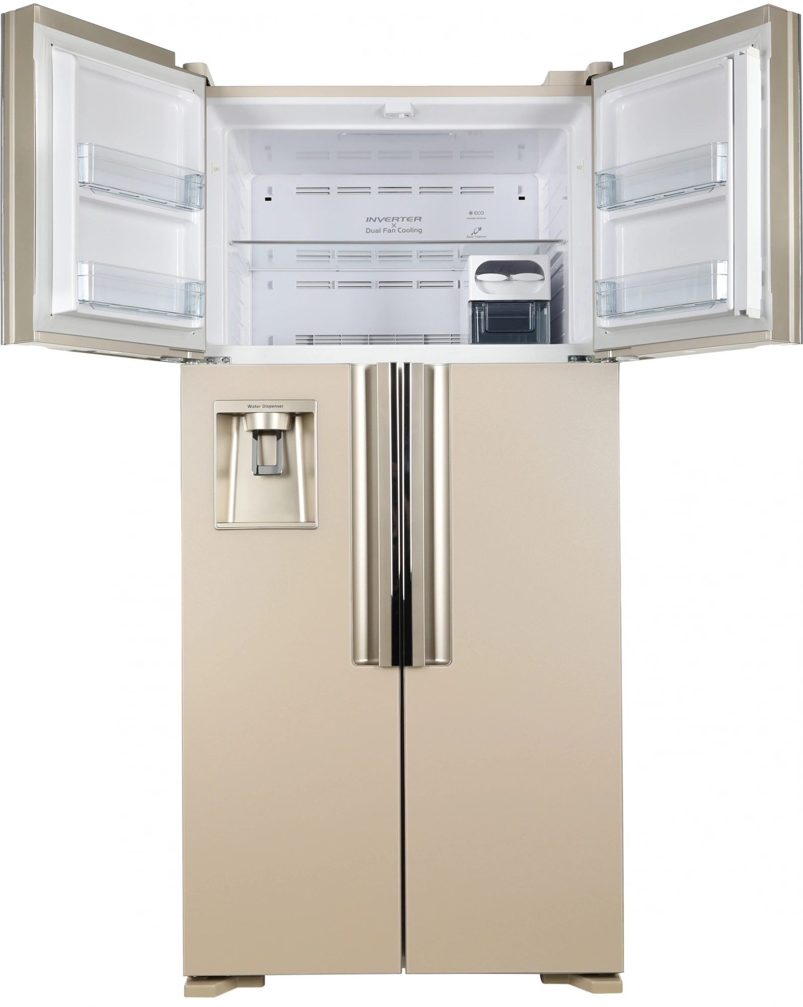 Холодильник Hitachi R-W660PUC7 GBE 2-хкамерн. бежевый стекло инвертер