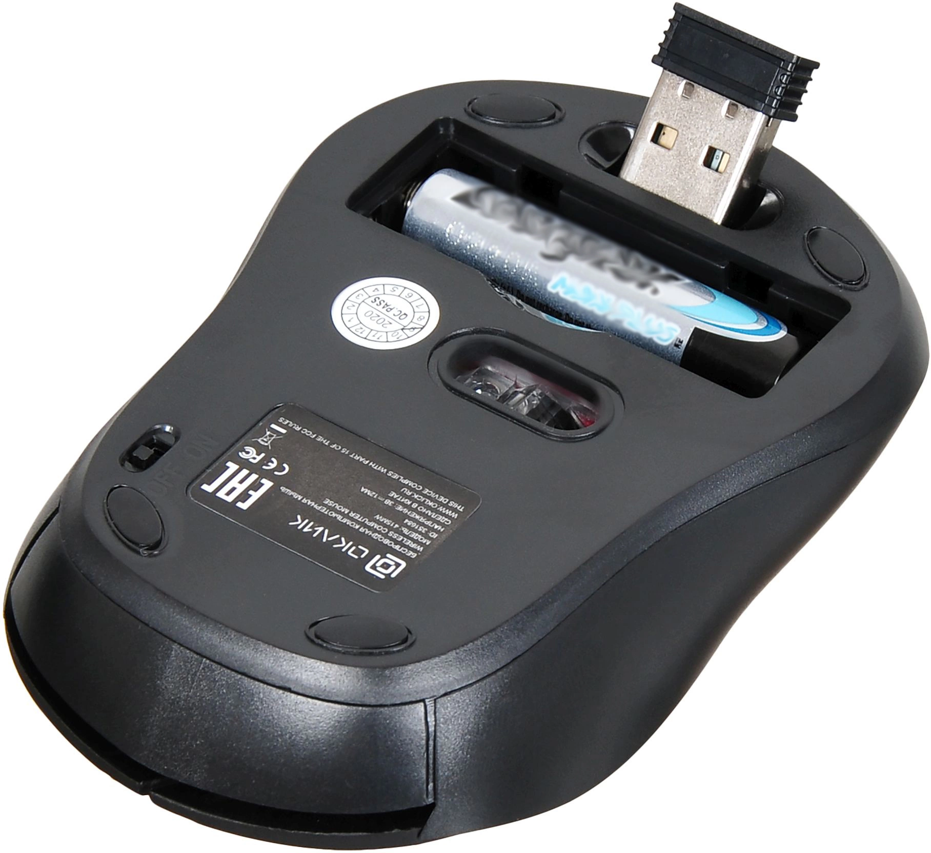 Мышь Оклик 415MW черный оптическая 1600dpi беспров. USB для ноутбука 4but (351684)