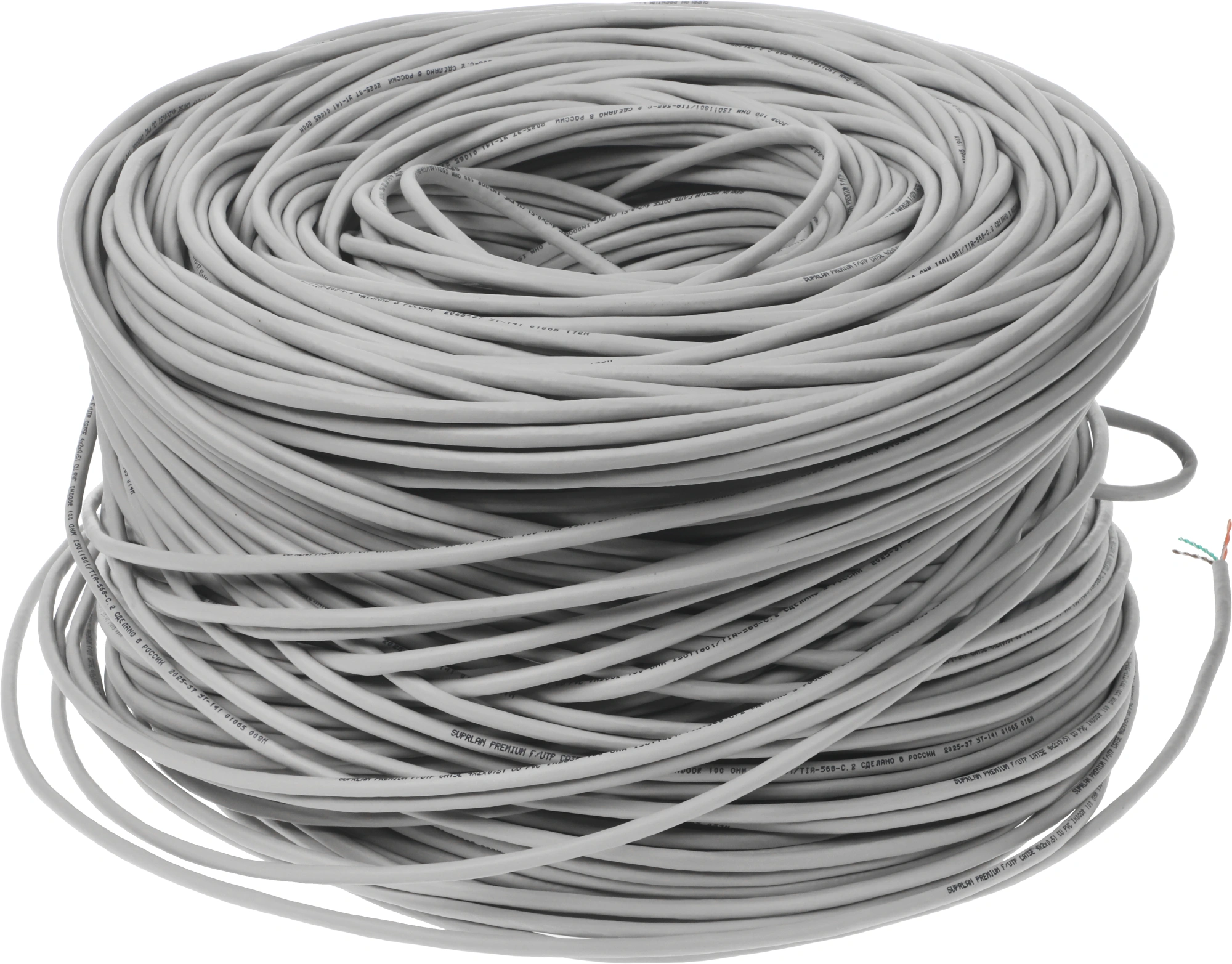 Кабель сетевой информационный Suprlan Premium 01-1012-2 кат.5E FTP 4 пары 24AWG PVC внутренний 305м серый