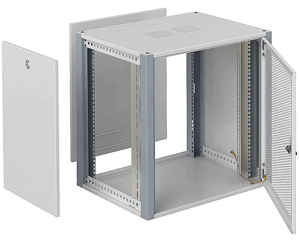 SYSMATRIX WP 6612.730 Шкаф телекоммуникационный настенный 19" 12U 600x600x585mm (ШхГхВ) дверь перфорированная, цвет серый (RAL 7035/RAL7000)