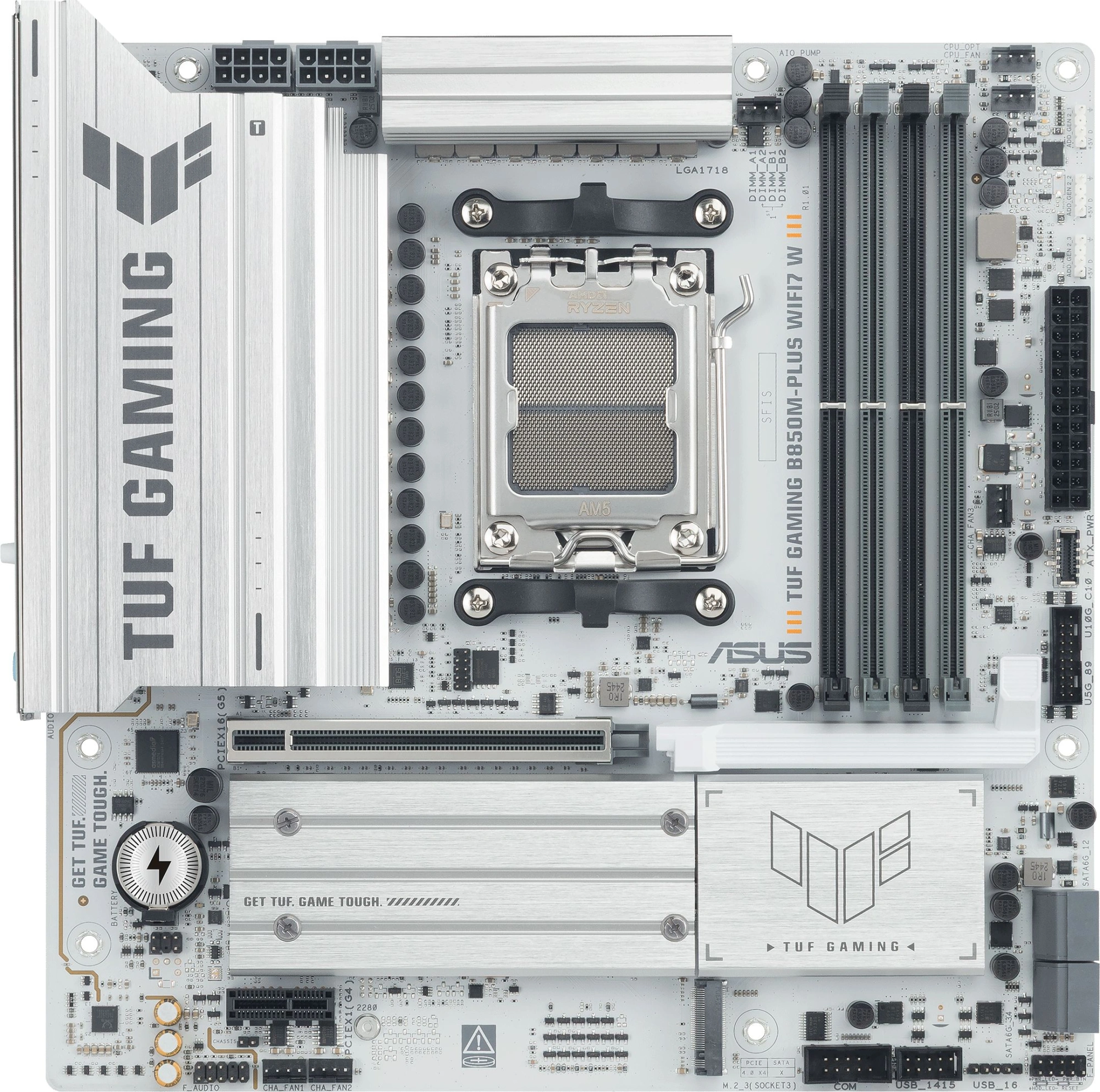 Материнская плата Asus TUF GAMING B850M-PLUS WIFI7 W Socket AM5 AMD B850 4xDDR5 mATX AC`97 8ch(7.1) 2.5Gg RAID+HDMI+DP