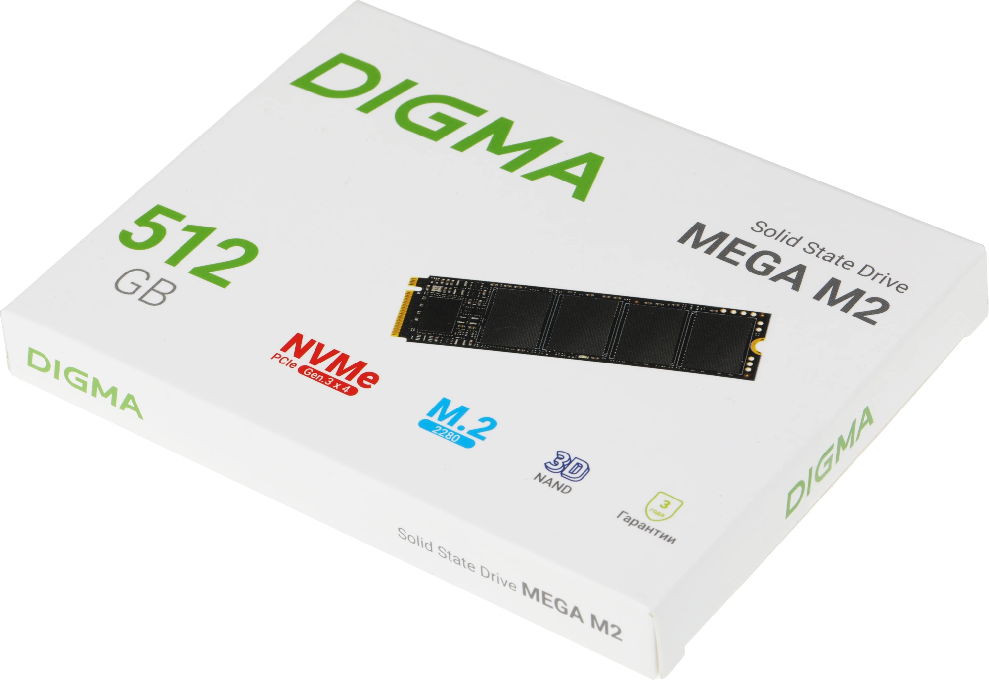 Накопитель SSD Digma PCIe 3.0 x4 512GB DGSM3512GM23T Mega M2 M.2 2280