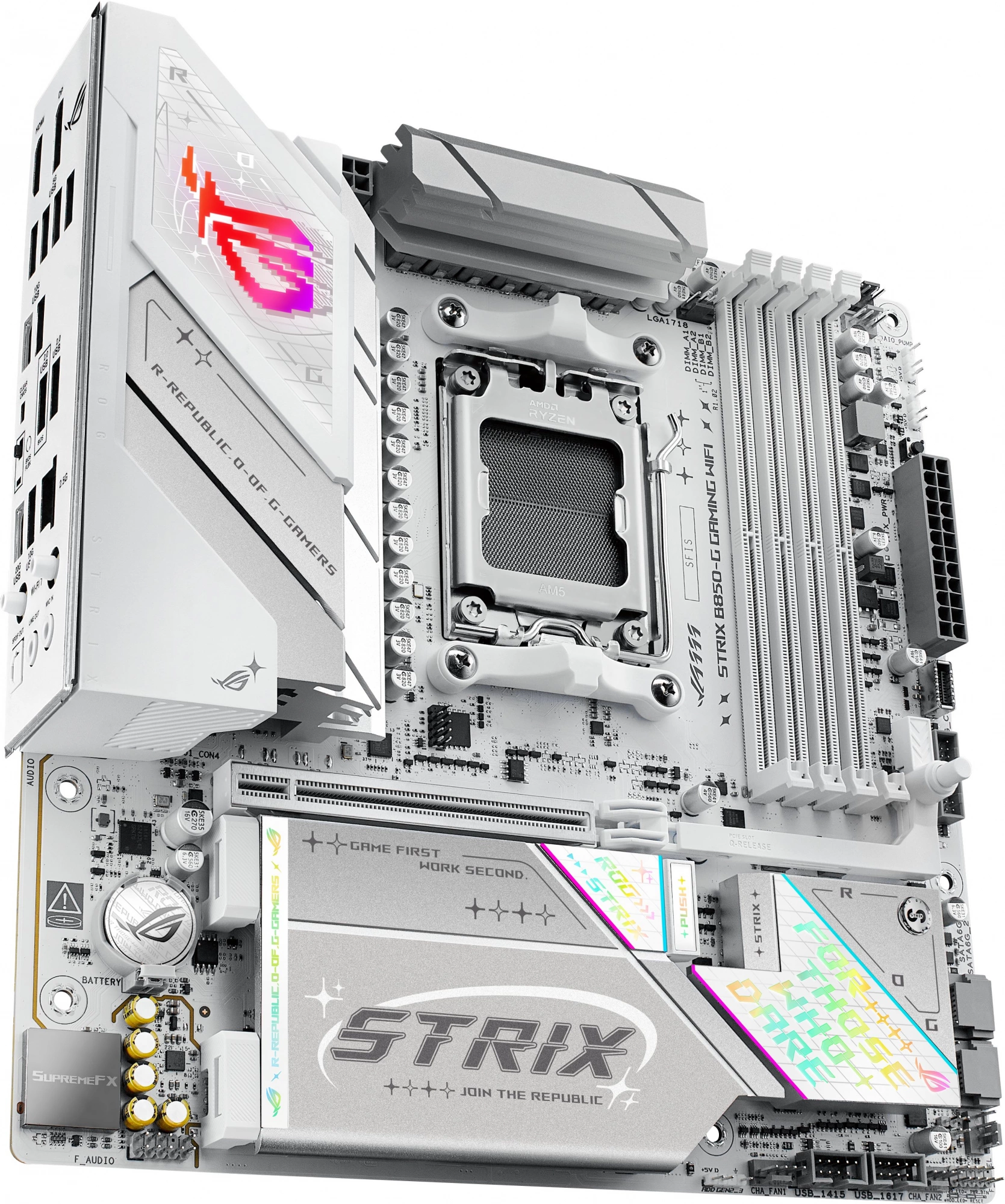 Материнская плата Asus ROG STRIX B850-G GAMING WIFI Socket AM5 AMD B850 4xDDR5 mATX AC`97 8ch(7.1) 2.5Gg RAID+HDMI+DP