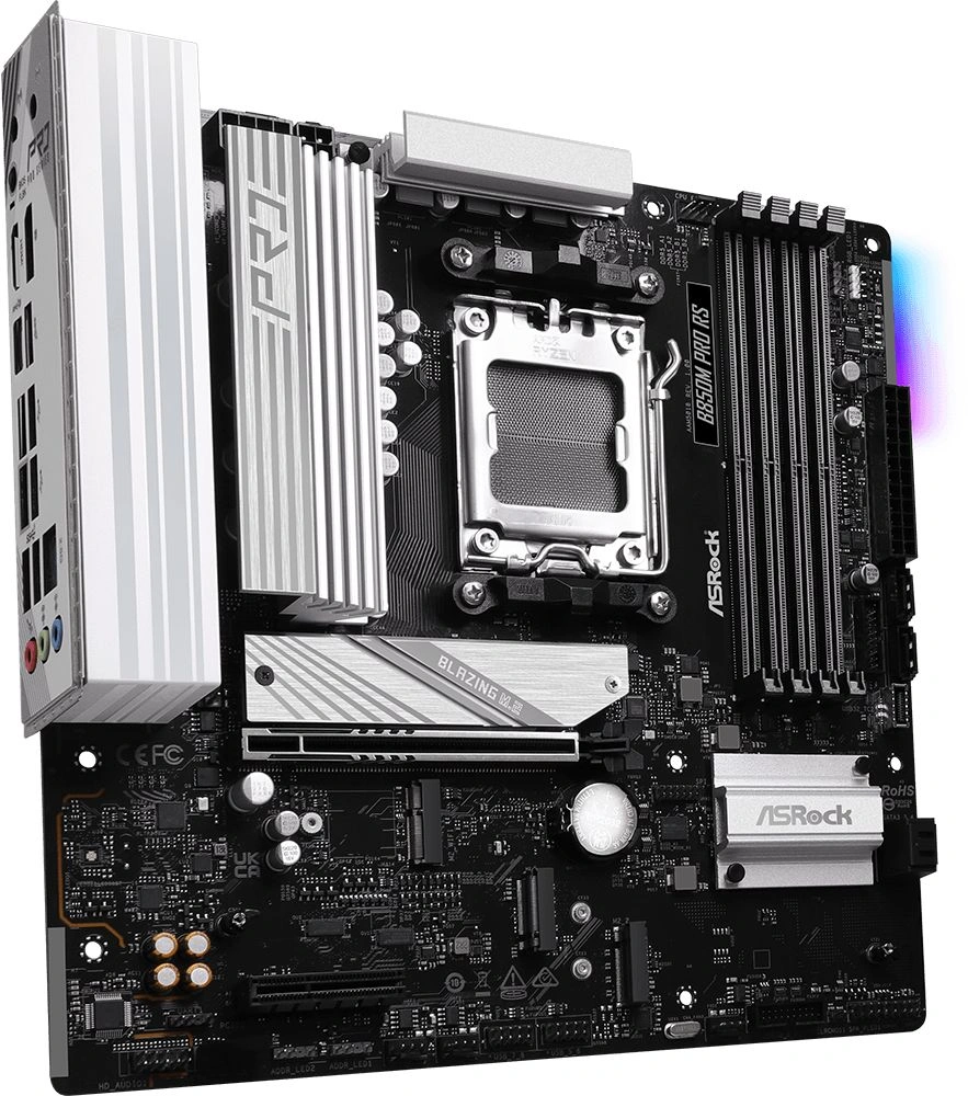 Материнская плата Asrock B850M PRO RS Socket AM5 AMD B850 4xDDR5 mATX AC`97 8ch(7.1) 2.5Gg RAID+HDMI+DP