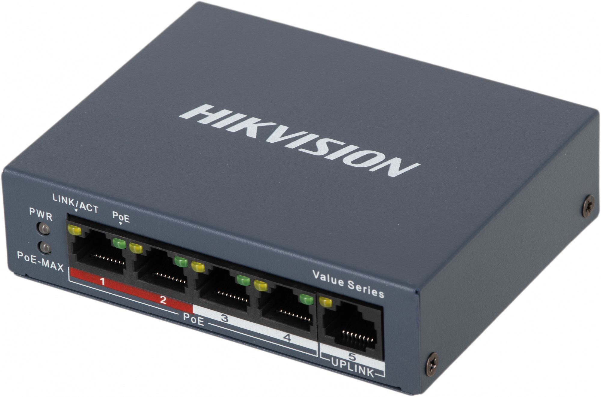 Коммутатор Hikvision DS-3E0105P-E/M(C) 4x100Мбит/с 4PoE+ 35W неуправляемый