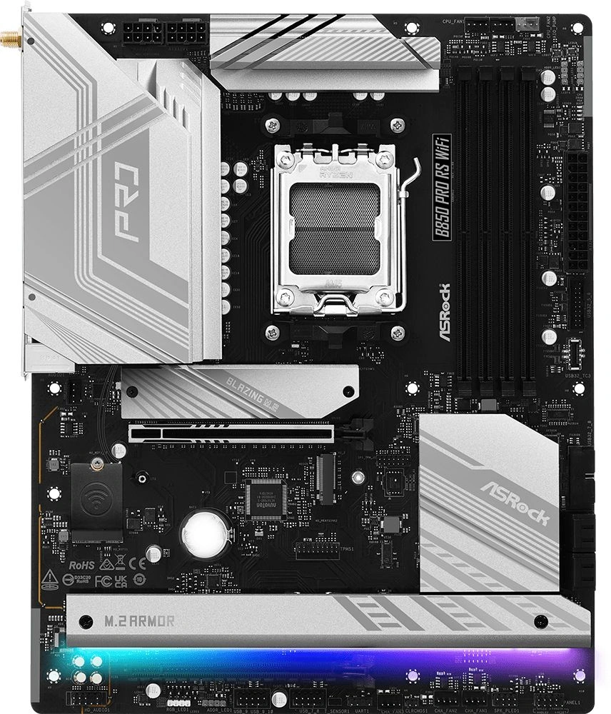 Материнская плата Asrock B850 PRO RS WIFI Socket AM5 AMD B850 4xDDR5 ATX AC`97 8ch(7.1) 2.5Gg RAID+HDMI