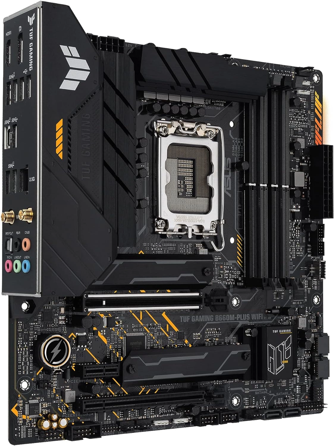 Материнская плата Asus TUF GAMING B660M-PLUS WIFI Soc-1700 Intel B660 4xDDR5 mATX AC`97 8ch(7.1) 2.5Gg RAID+HDMI+DP