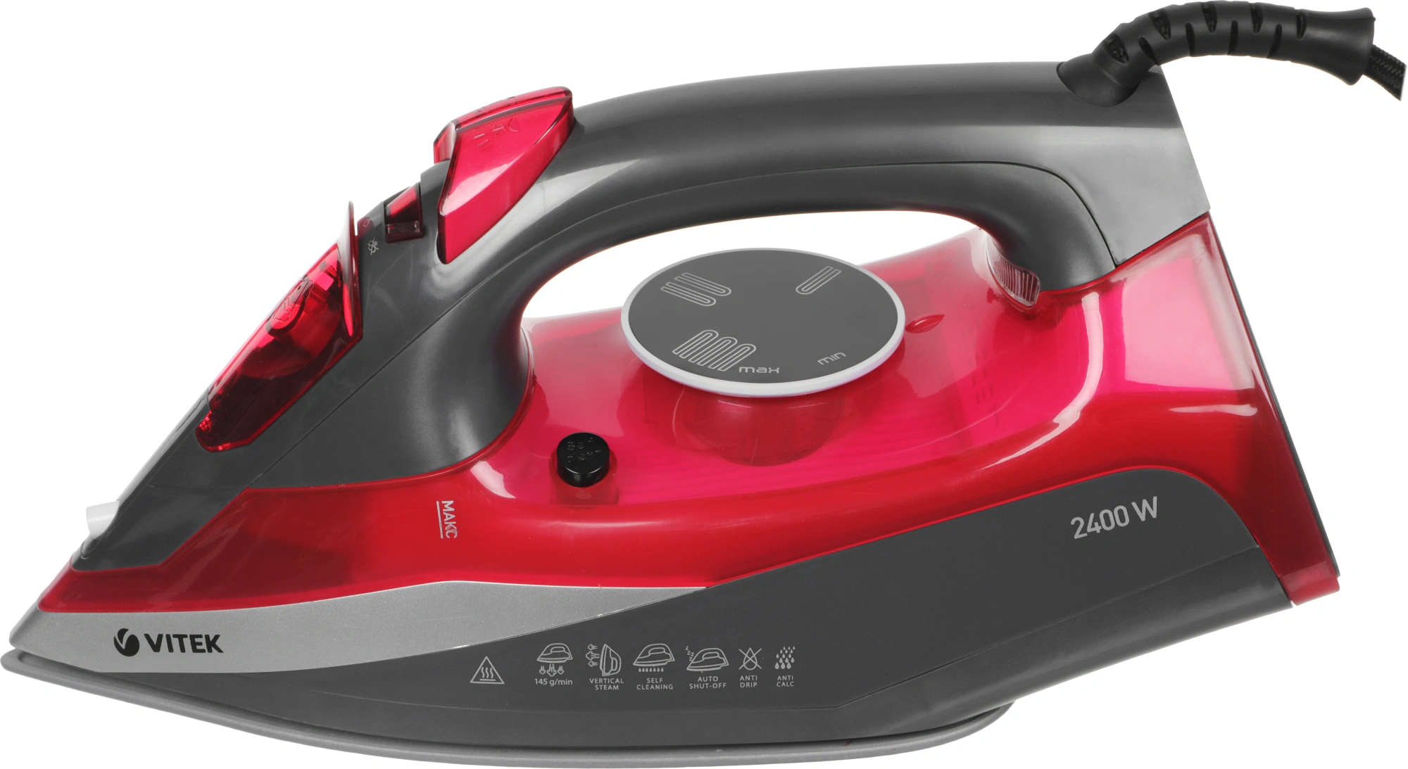 Утюг Vitek VT-8348 2400Вт серый/красный