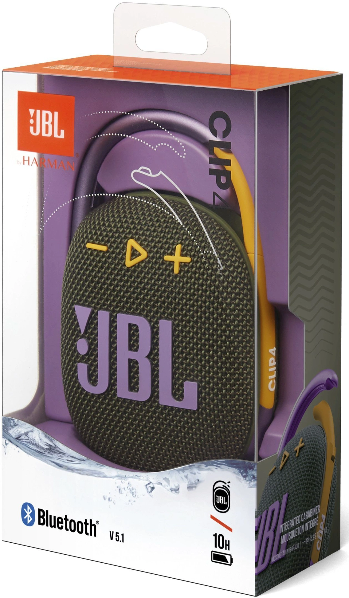 Колонка порт. JBL Clip 4 зеленый 5W 1.0 BT 15м 500mAh (JBLCLIP4GRN)