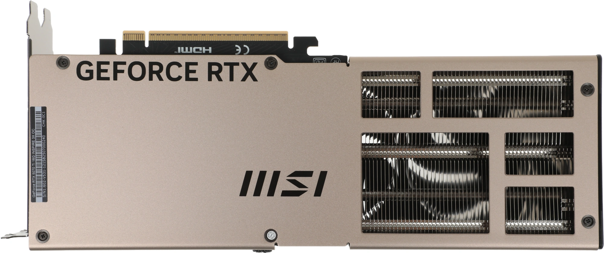 Видеокарта MSI PCI-E 5.0 RTX 5070 TI 16G INSPIRE 3X OC NVIDIA GeForce RTX 5070TI 16Gb 256bit GDDR7 2482/28000 HDMIx1 DPx3 HDCP Ret