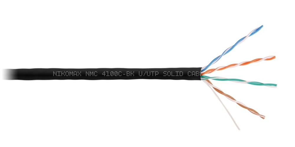 NMC 4100C-BK - Кабель NIKOMAX U/UTP, категория 5е, 4х2х0.51, для внутренней и внешней прокладки, одножильный, LSZH нг(А)-HF, черный, внешний диаметр 5.1 мм, -40...+60°С, 305 м.