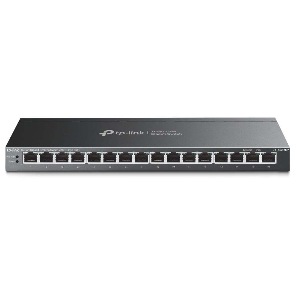 TL-SG116P - Коммутатор TP-Link с 16 гигабитными портами PoE+
