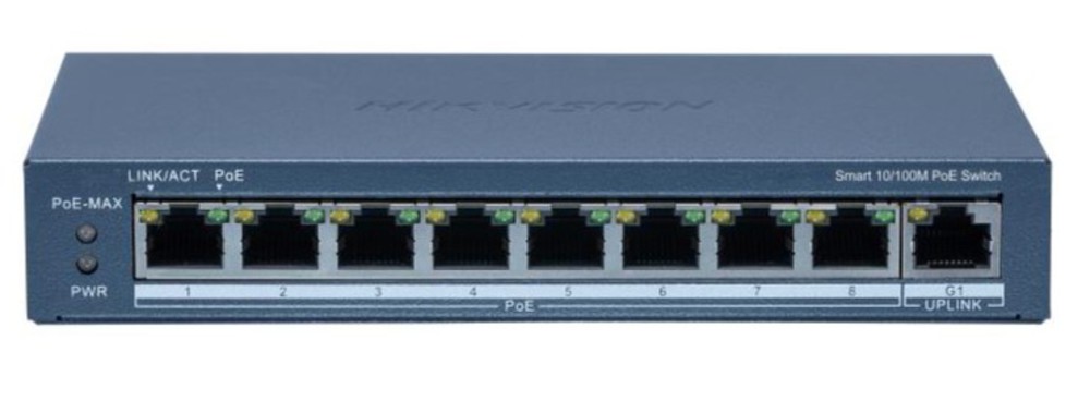 DS-3E1309P-EI(O-STD)(B) - Fast Ethernet Smart POE-коммутатор, 8-портовый, Hikvision