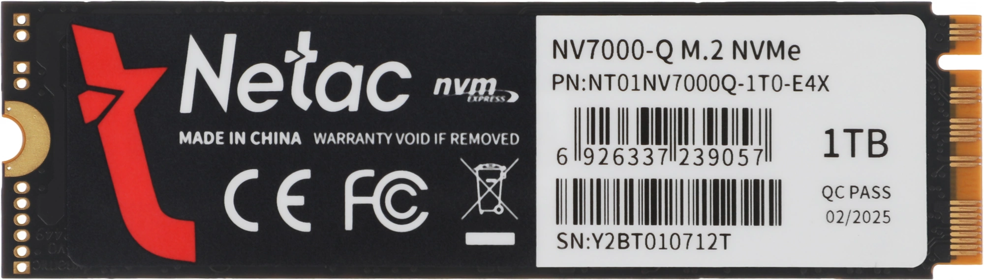 Накопитель SSD Netac PCIe 4.0 x4 1TB NT01NV7000Q-1T0-E4X NV7000Q M.2 2280