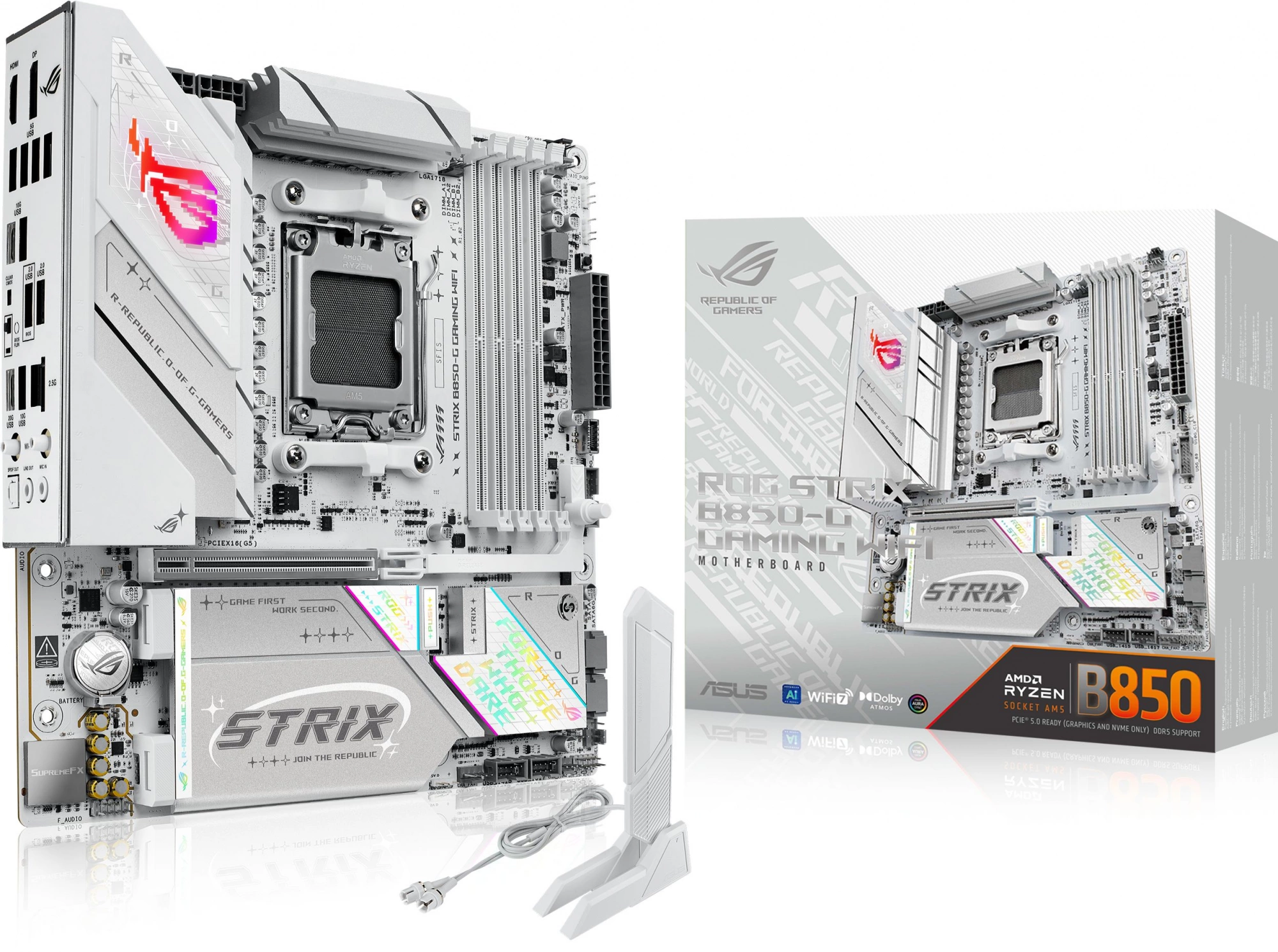 Материнская плата Asus ROG STRIX B850-G GAMING WIFI Socket AM5 AMD B850 4xDDR5 mATX AC`97 8ch(7.1) 2.5Gg RAID+HDMI+DP