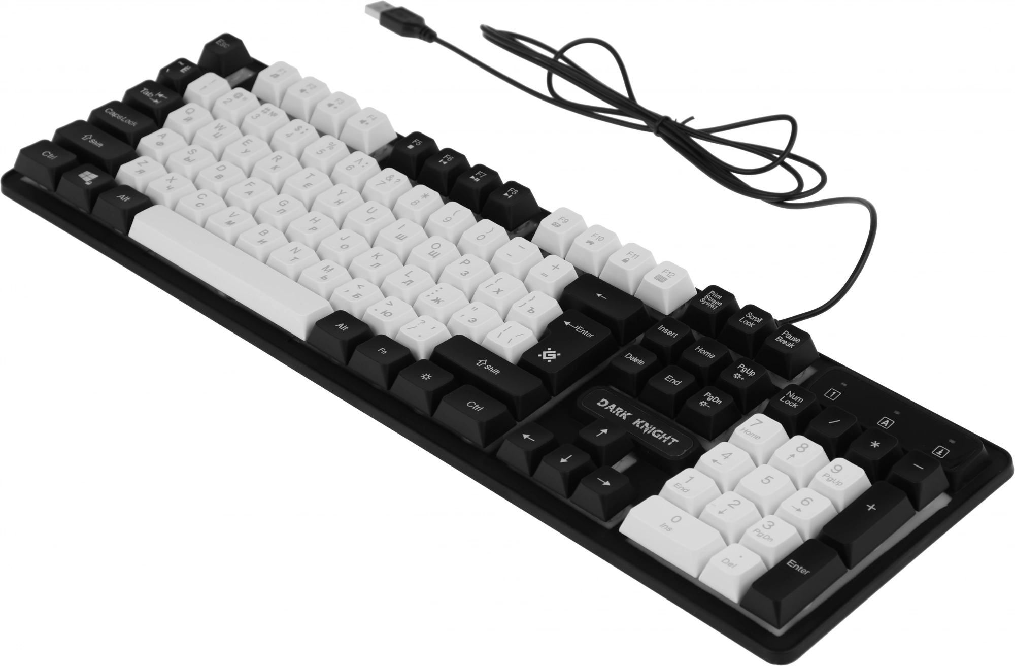Клавиатура Defender GK-077 белый/черный USB for gamer LED (45078) кабель 1.5м