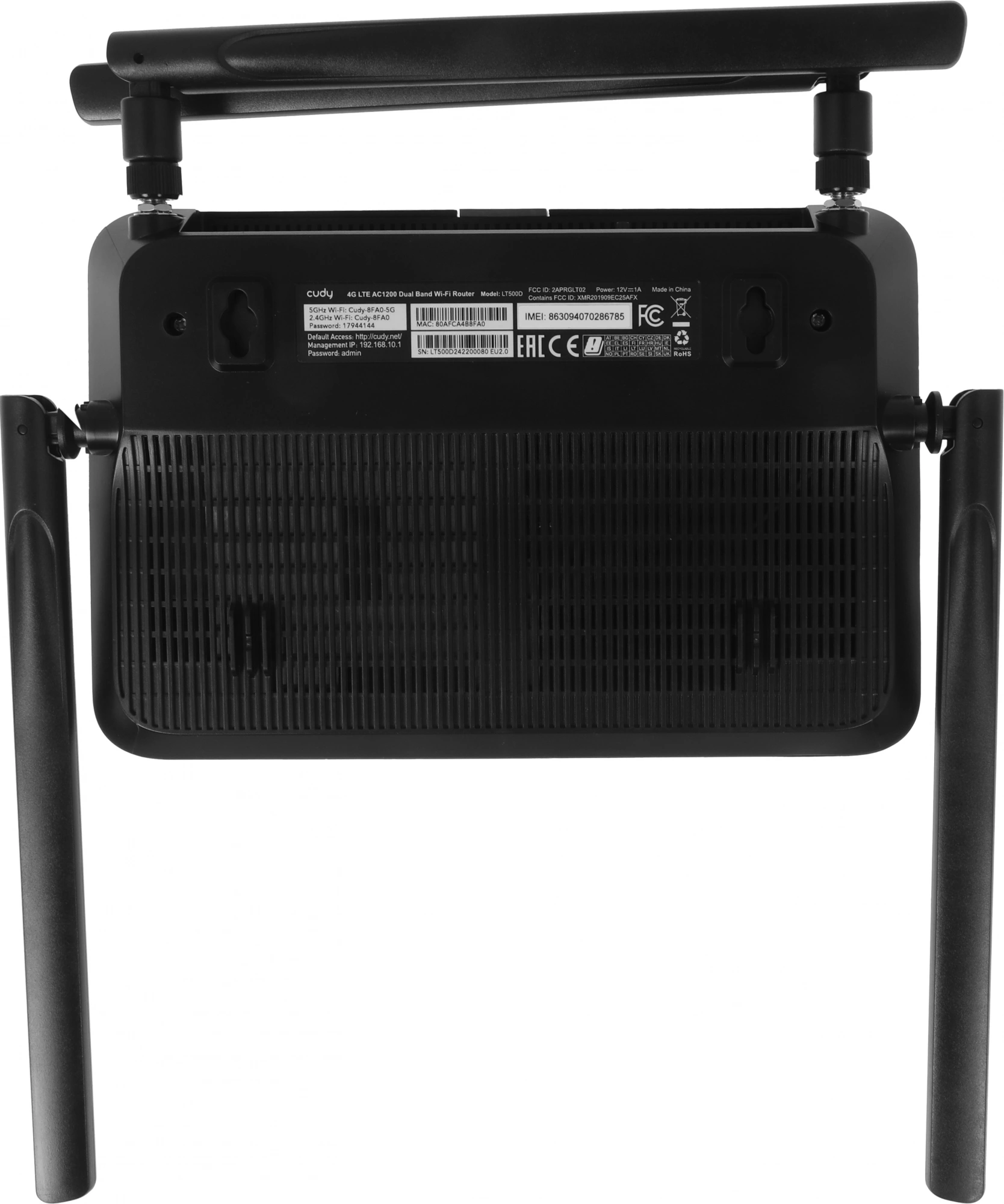 Роутер беспроводной Cudy LT500D AC1200 10/100BASE-TX/4G cat. 4 черный