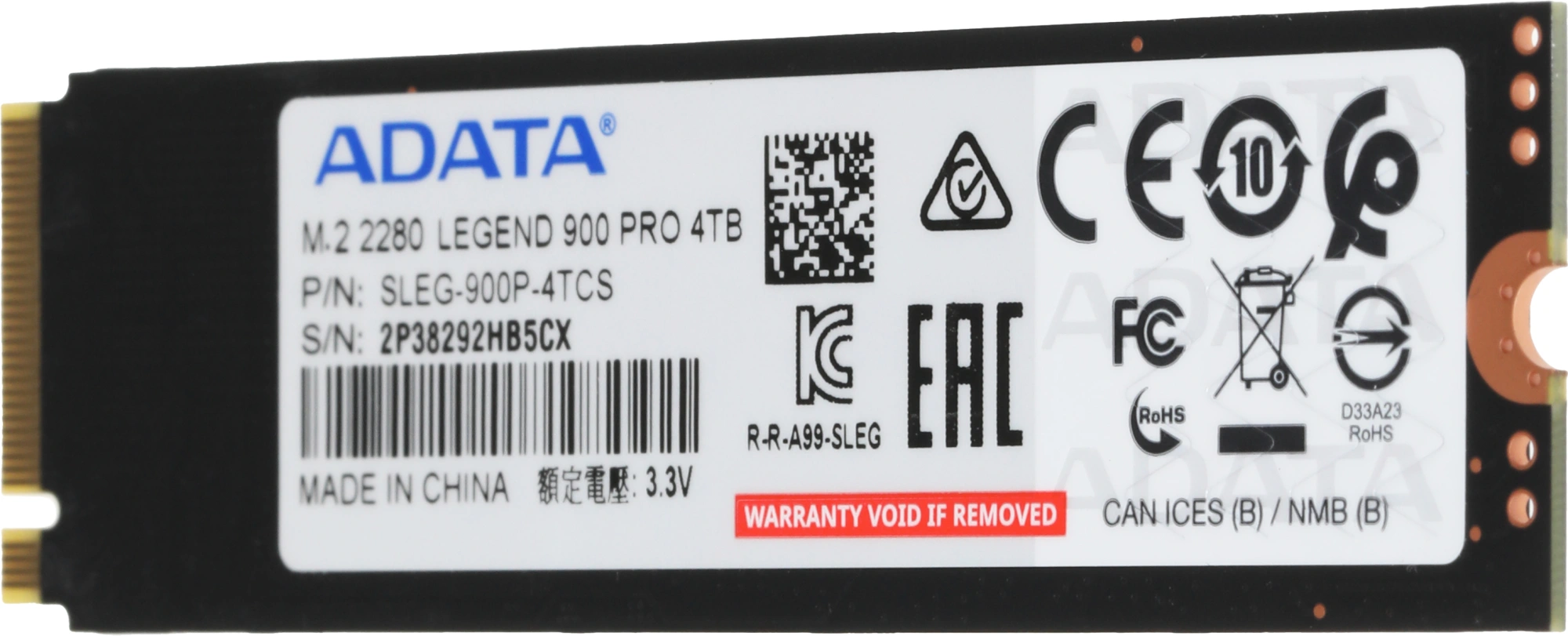 Накопитель SSD A-Data PCIe 4.0 x4 4TB SLEG-900P-4TCS Legend 900 Pro M.2 2280