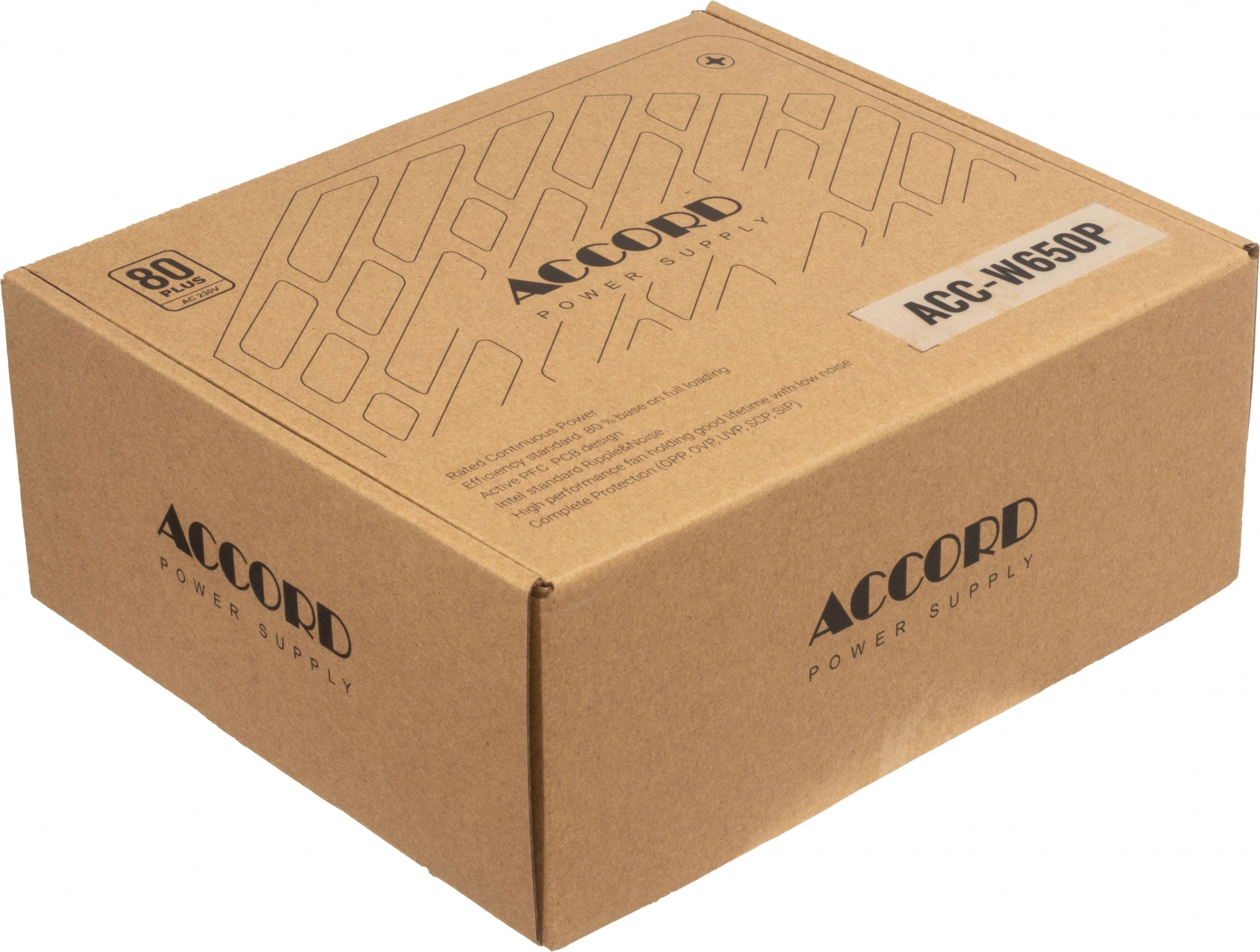 Блок питания Accord ATX 650W ACC-W650P 80+ white (20+4pin) APFC 120mm fan 6xSATA RTL