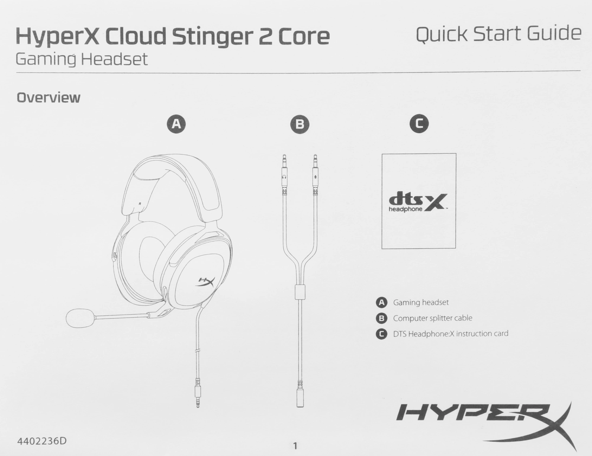 Наушники с микрофоном HyperX Cloud Stinger 2 Core черный 1.3м мониторные оголовье (683L9AA)