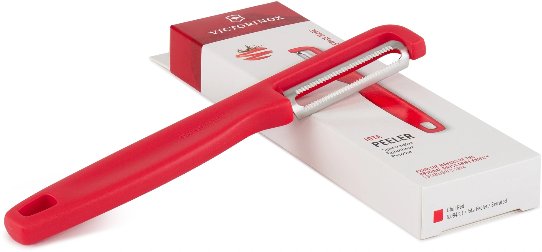 Овощечистка Victorinox Iotaс лезвием двухсторон. красный упак.:европодвес (6.0943.1)