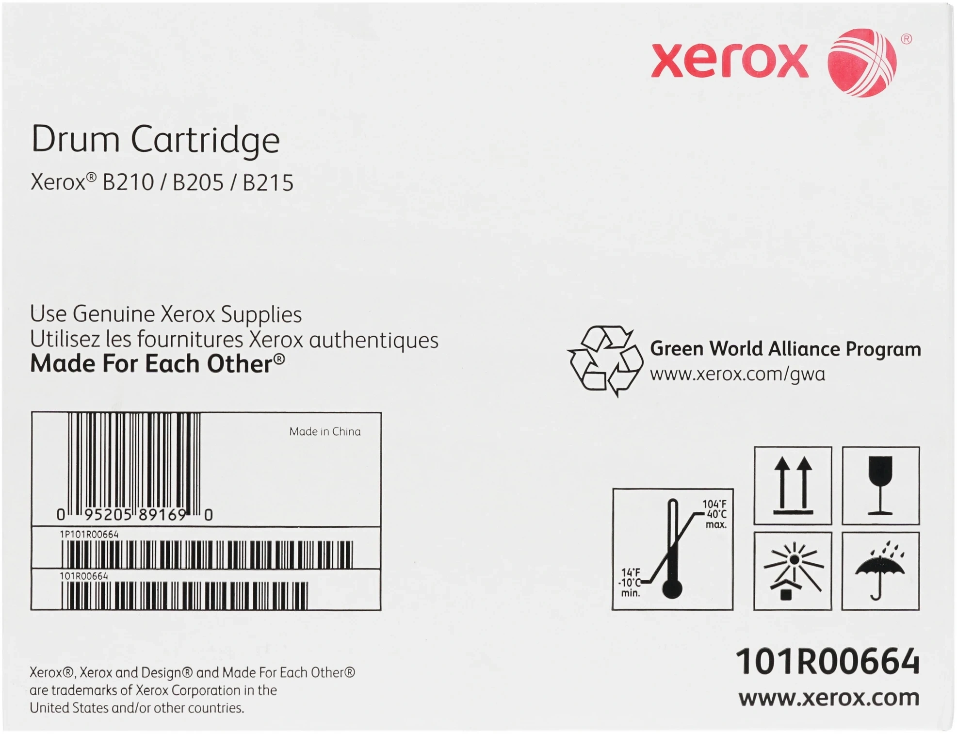 Блок фотобарабана Xerox 101R00664 черный для B205/210/215 10K Xerox
