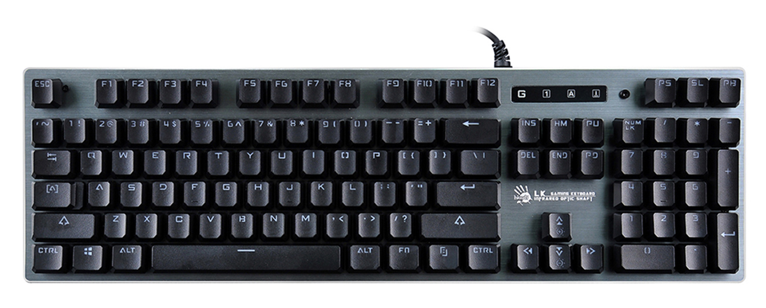 Клавиатура A4Tech B765 механическая серый USB for gamer LED (B765 GREY/NEON (GREEN SWITCH)) кабель 1.8м