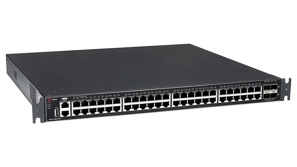 QSW-4700-52TX Коммутатор QTECH управляемый стекируемый уровня L3 48 портов 10/100/1000 BASE-T, 4 порта 10GbE SFP+, 4K VLAN, 32K MAC адресов,  консольный порт, 1 MGMT порт, 1 порт USB 2.0 (на передней панели), 2 сменных БП (поставляются отдельно)