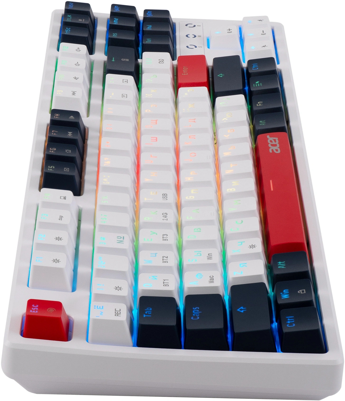 Клавиатура Acer OKR302 механическая белый USB беспроводная BT/Radio for gamer LED (ZL.KBDEE.016) кабель 1.6м