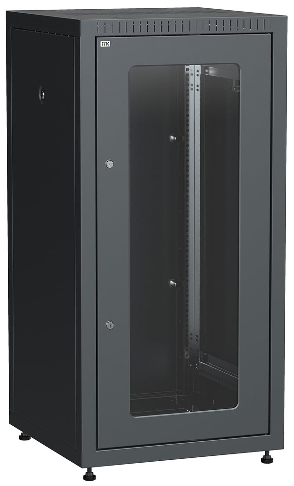 LE05-18U66-GM - ITK Шкаф LINEA E 18U 600х600мм двери 2шт стек. и метал. чер.