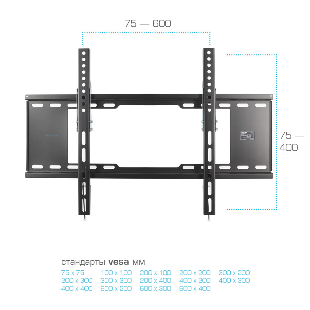 Кронштейн для телевизора Kromax IDEAL-102 черный 32"-90" макс.40кг настенный наклон