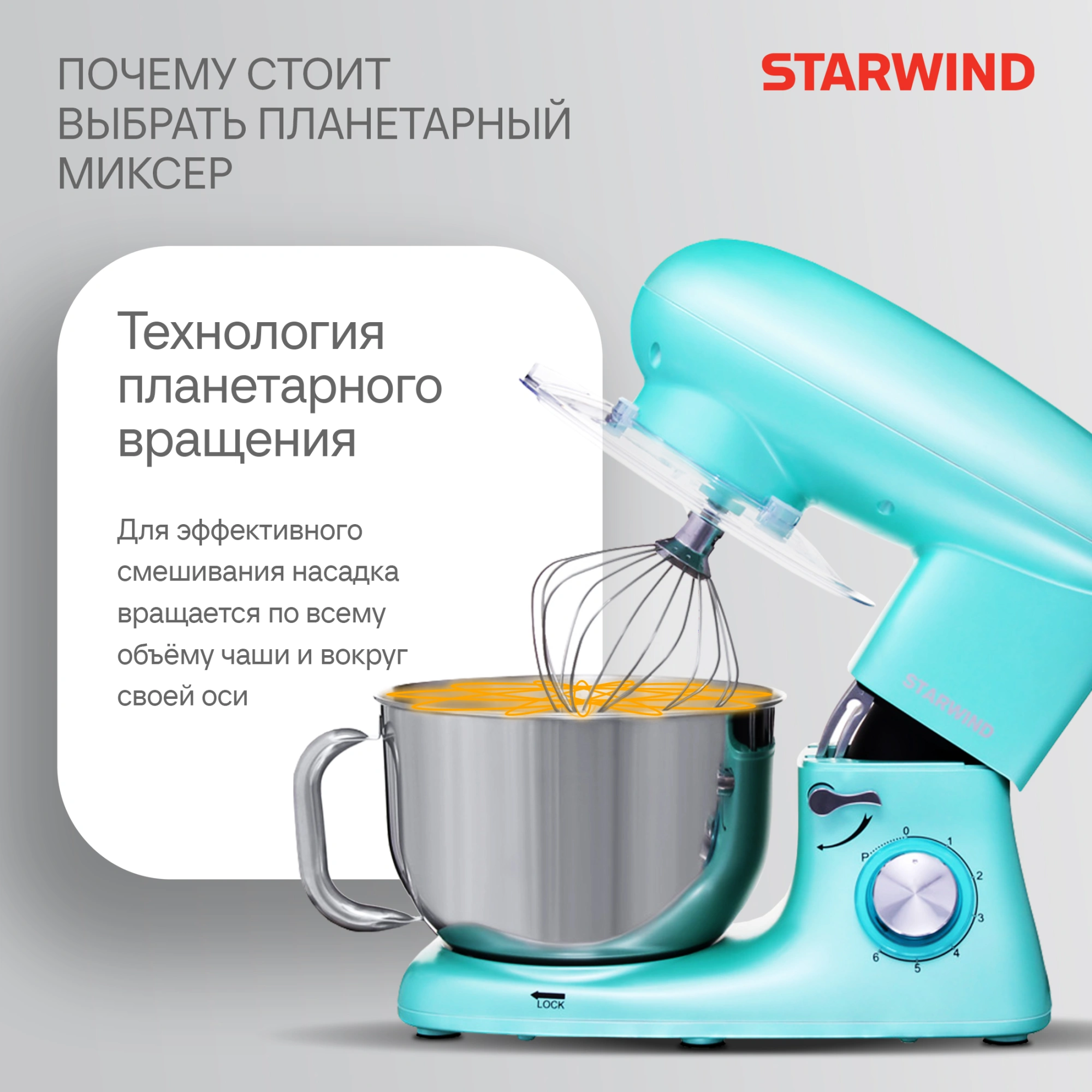 Миксер планетарный Starwind SPM7169 1900Вт бирюзовый