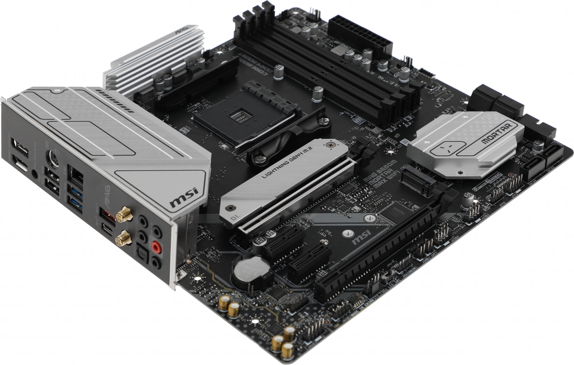 Материнская плата MSI MAG B550M MORTAR MAX WIFI Soc-AM4 AMD B550 4xDDR4 mATX AC`97 8ch(7.1) 2.5Gg RAID+HDMI+DP