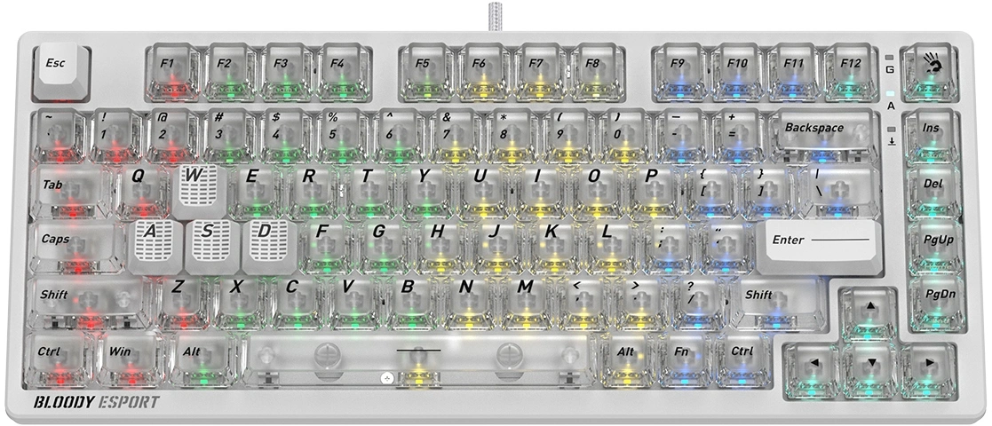 Клавиатура A4Tech MS76 белый USB Multimedia for gamer LED