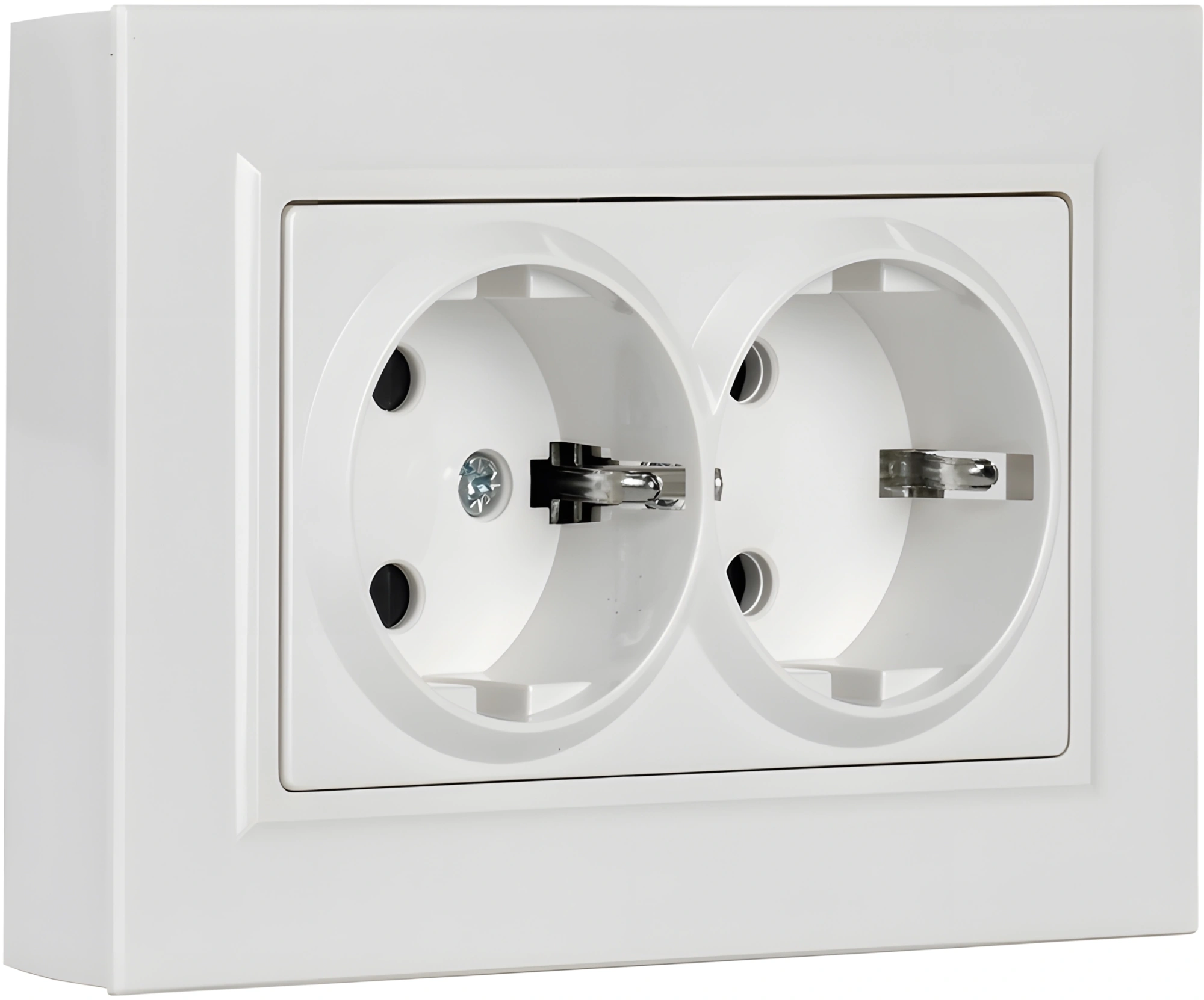 Розетка силов. IEK Brite РСш12-3-БрБ BR-R24-16-K01-F 2розет. двойн. скрыт. зазем. штор. IP20 белый (упак.:1шт)