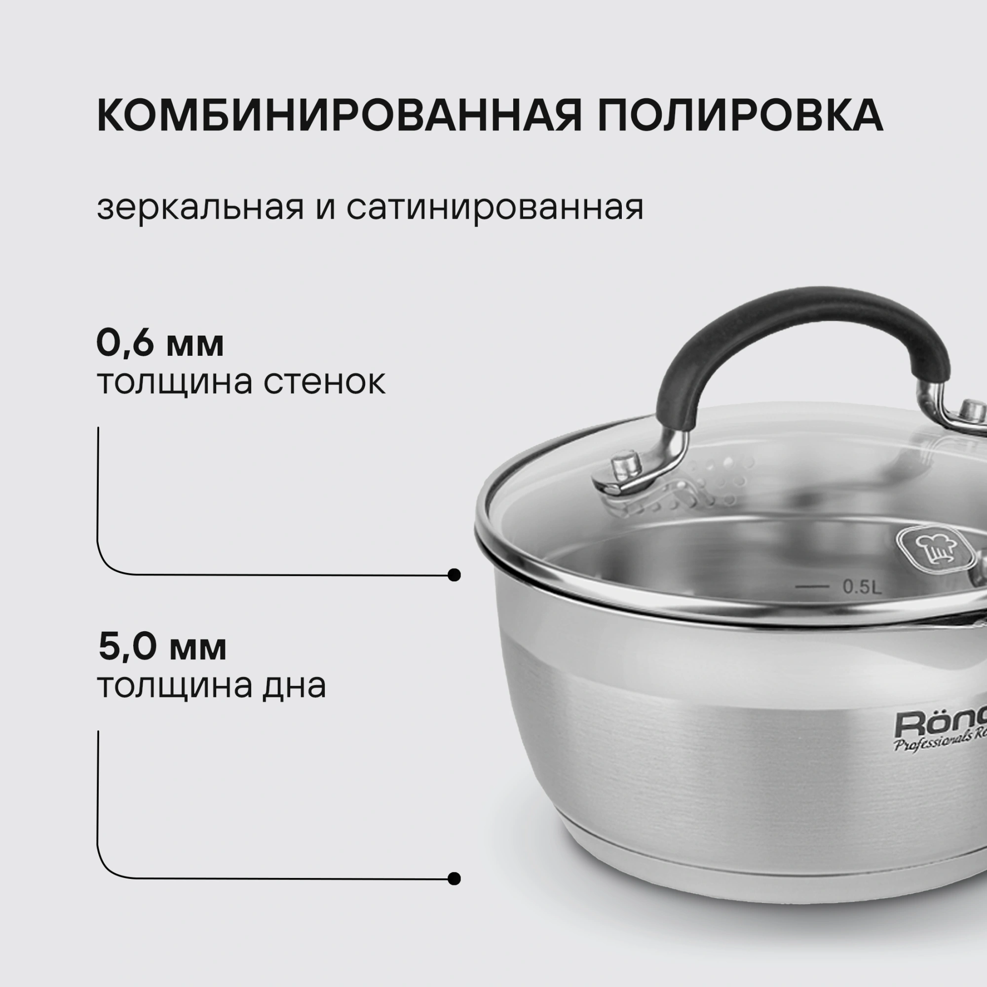 Набор посуды Rondell Prime RDS-1291 8 предметов