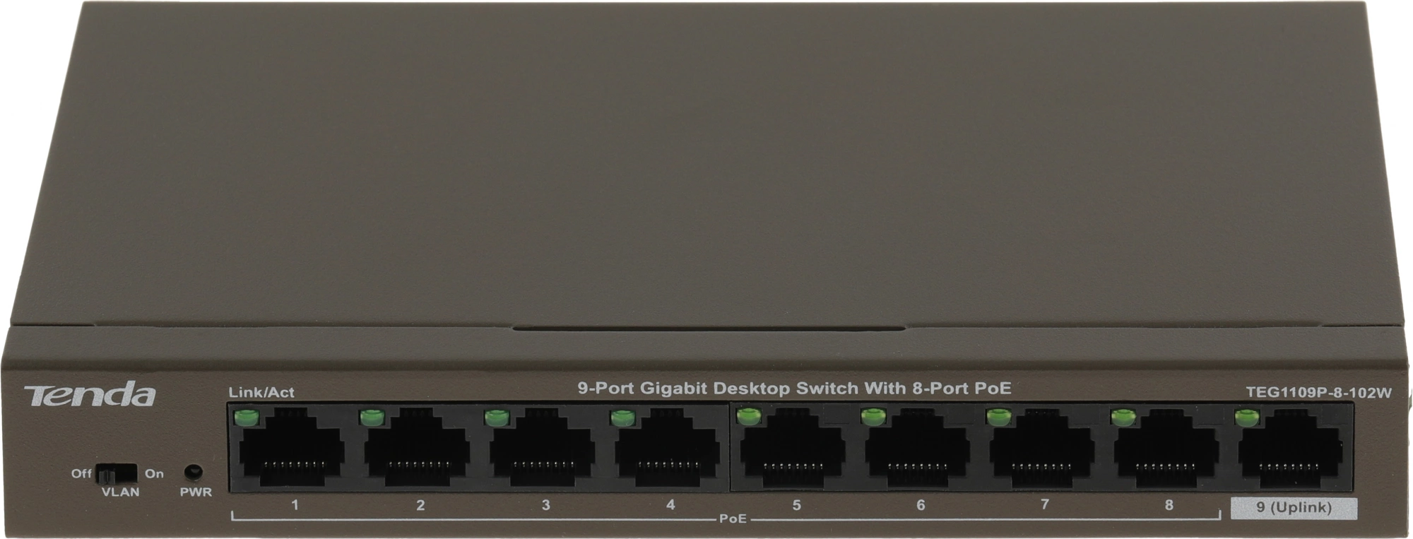 Коммутатор Tenda TEG1109P-8-102W (L2) 9x1Гбит/с 8PoE 92W неуправляемый