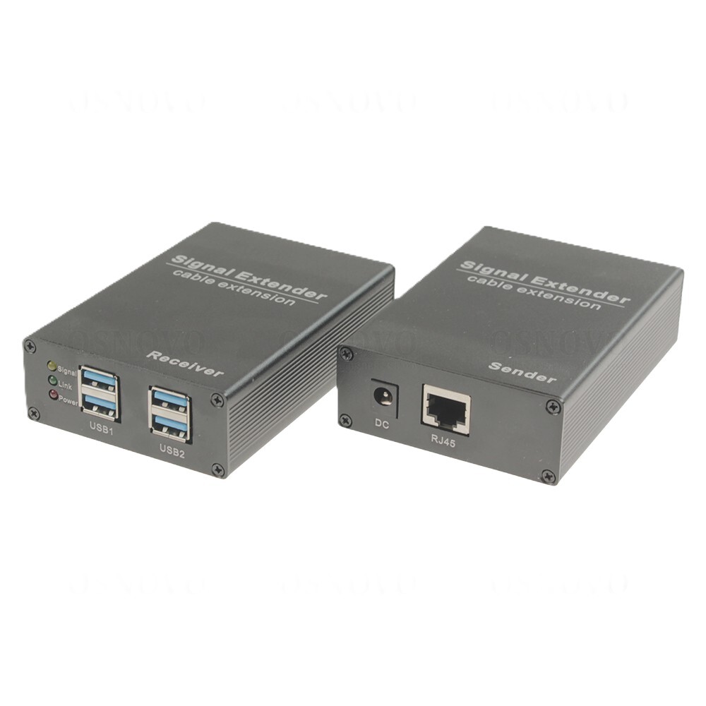 TA-U16+RA-U46 - Удлинитель интерфейса USB 3.0 Osnovo по кабелю витой пары CAT6e/7 до 100м. Приемник: Вх.-RJ45/Роз.2,1х5,5мм(DC12V). Вых.-USB(A)x4.Передатчик:Вх.-USB(Type-C)/Роз.2,1х5,5мм(DC12V). Вых.-RJ45.В комплекте БП DC12V(2A)-2шт, кабель USB.