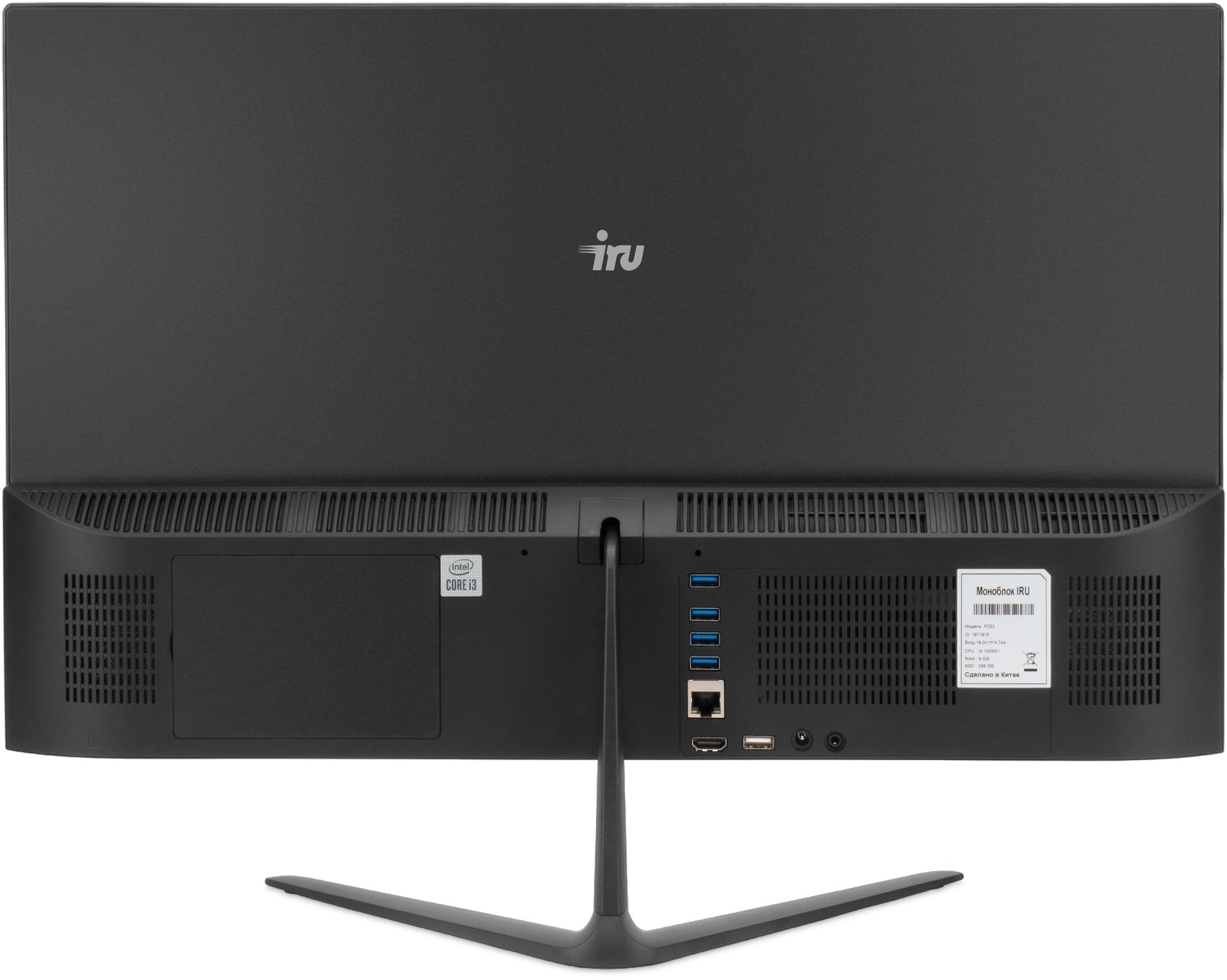 Моноблок IRU P233 23.8" Full HD i3 1005G1 (1.2) 16Gb SSD256Gb UHDG CR Windows 11 Pro GbitEth WiFi BT 90W Cam черный 1920x1080
