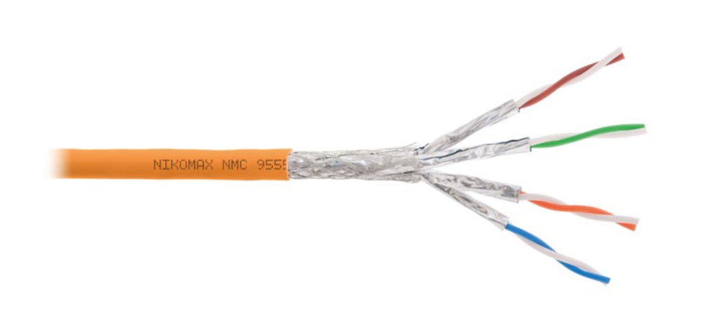 NMC 9555C-OR S/FTP Кабель 4 пары, Кат.6a (Класс Eа)  тест по ISO/IEC, 500МГц, одножильный, BC (чистая медь), 23AWG (0,58мм) NIKOMAX