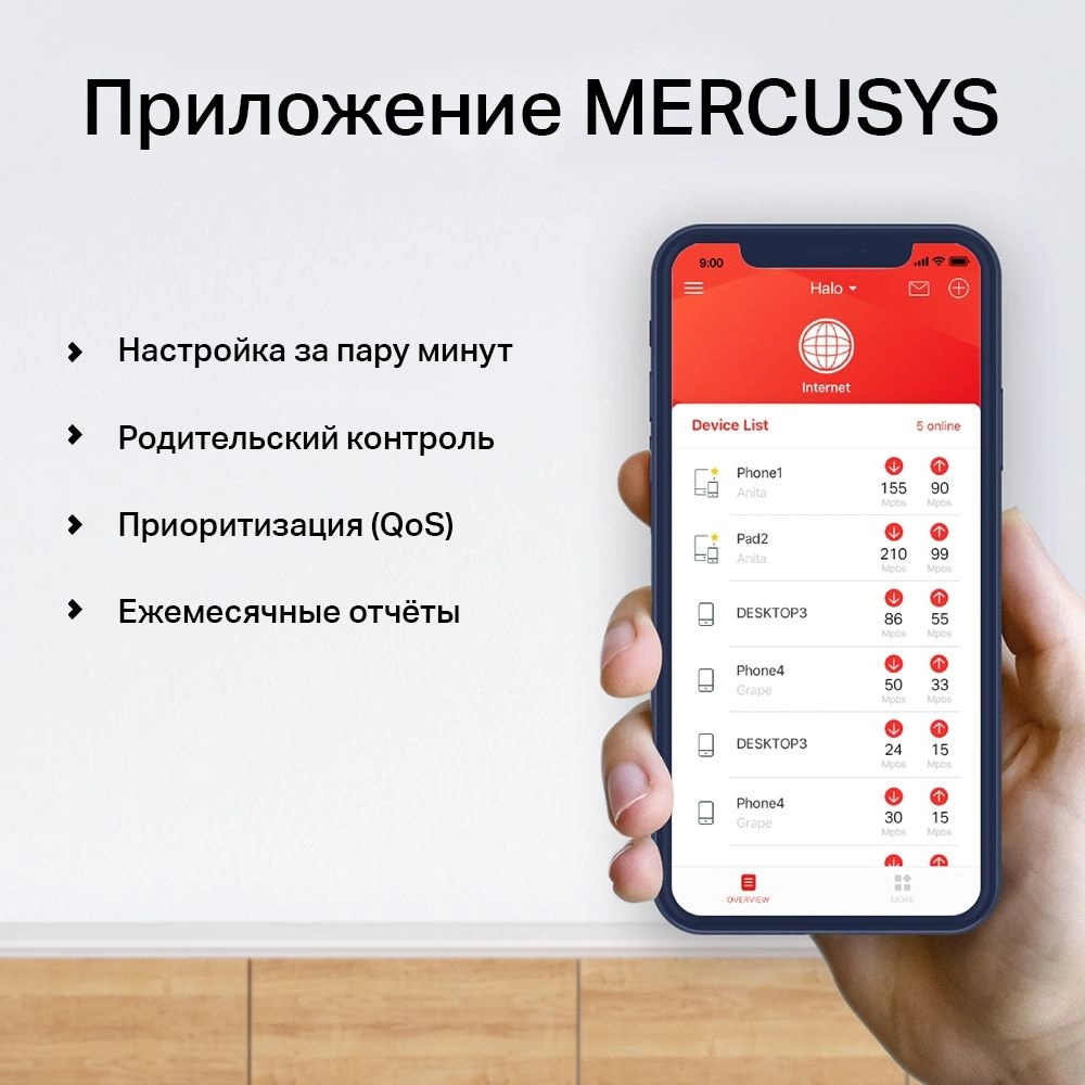 Бесшовный Mesh роутер Mercusys Halo H50G (HALO H50G(3-PACK)) AC1900 10/100/1000BASE-TX белый (упак.:3шт)