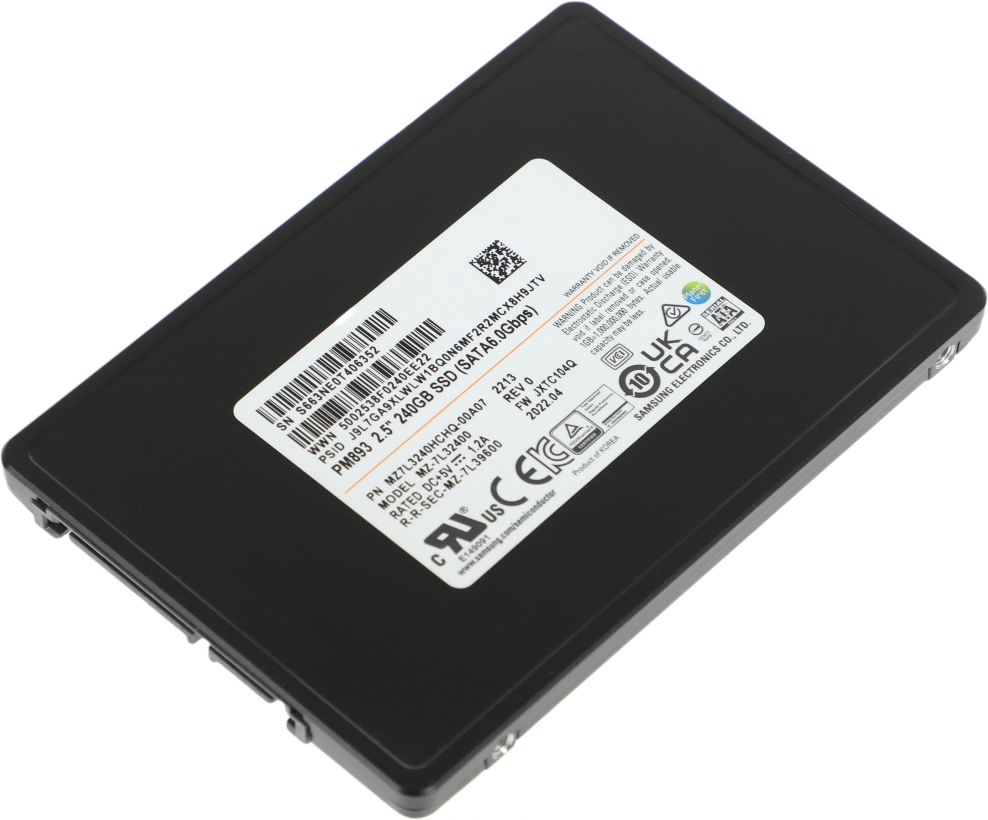 Накопитель SSD Samsung SATA-III 240GB MZ7L3240HCHQ-00A07 PM893 2.5" 1 DWPD OEM