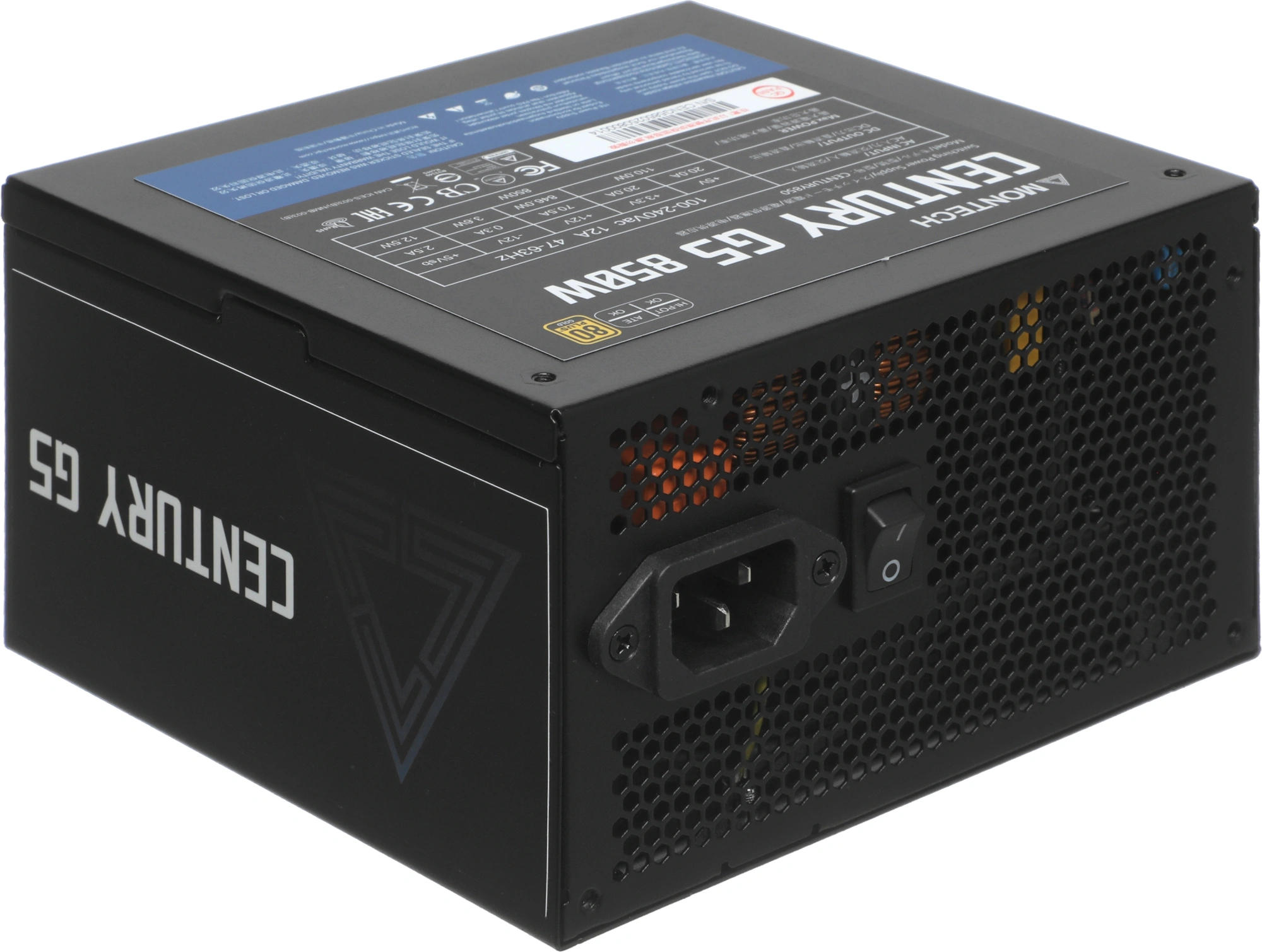 Блок питания Montech ATX 850W CENTURY GOLD G5 80+ gold (20+4pin) APFC 120mm fan 10xSATA Cab Manag RTL
