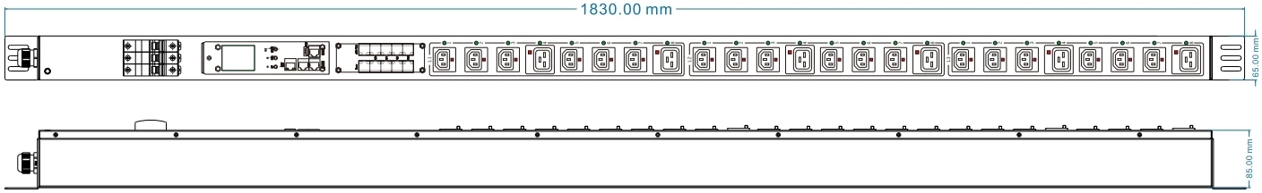 Блок распределения питания Powercom PDU-32AVMS24-18C3-6C9-3P верт.размещ. 18xC13 6xC19 с сетевым мониторингом 3x32A EN 60309 2м