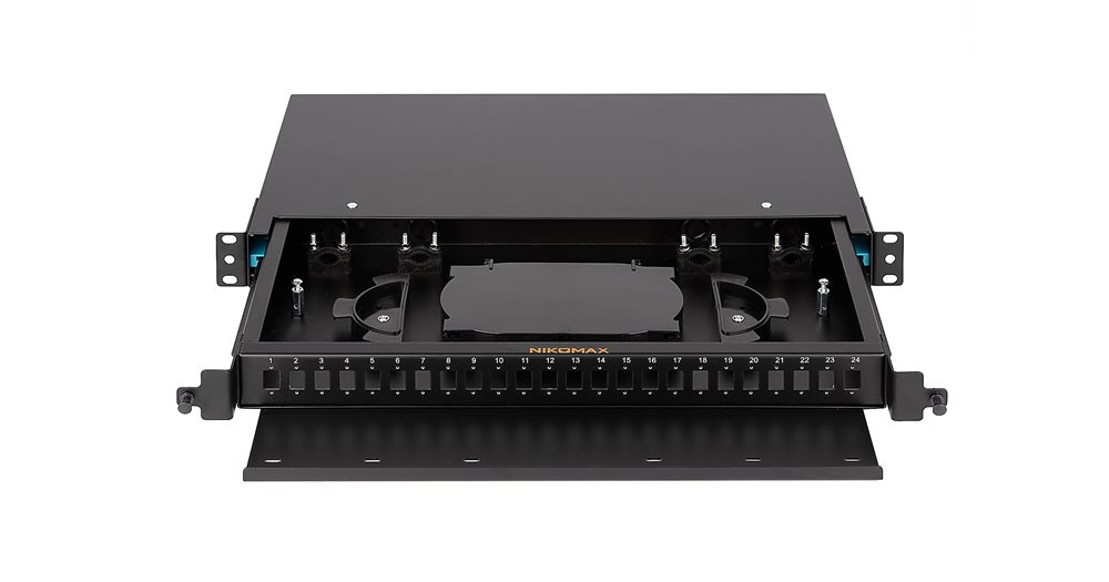 NMF-RP24SC-TS-P1-1U-BK - Оптический кросс Nikomax 19", 1U, до 24 SC или 48 LC портов, выдвижной, черный, неукомплектованный