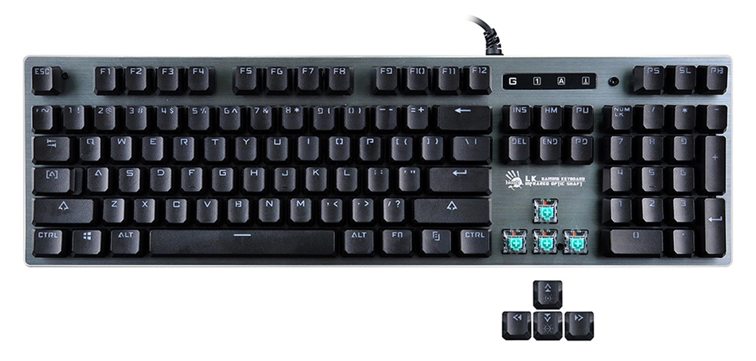 Клавиатура A4Tech B765 механическая серый USB for gamer LED (B765 GREY/NEON (GREEN SWITCH)) кабель 1.8м