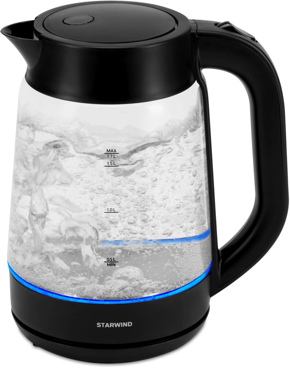 Чайник электрический Starwind SKG4030 1.7л. 2200Вт черный корпус: стекло/пластик