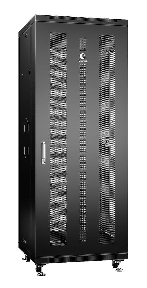 Cabeus ND-05C-32U60/60-BK - Шкаф монтажный телекоммуникационный 19" напольный для распределительного и серверного оборудования 32U 600x600x1610mm (ШхГхВ) передняя и задняя перфорированные двери, ручка с замком, цвет черный (RAL 9004)