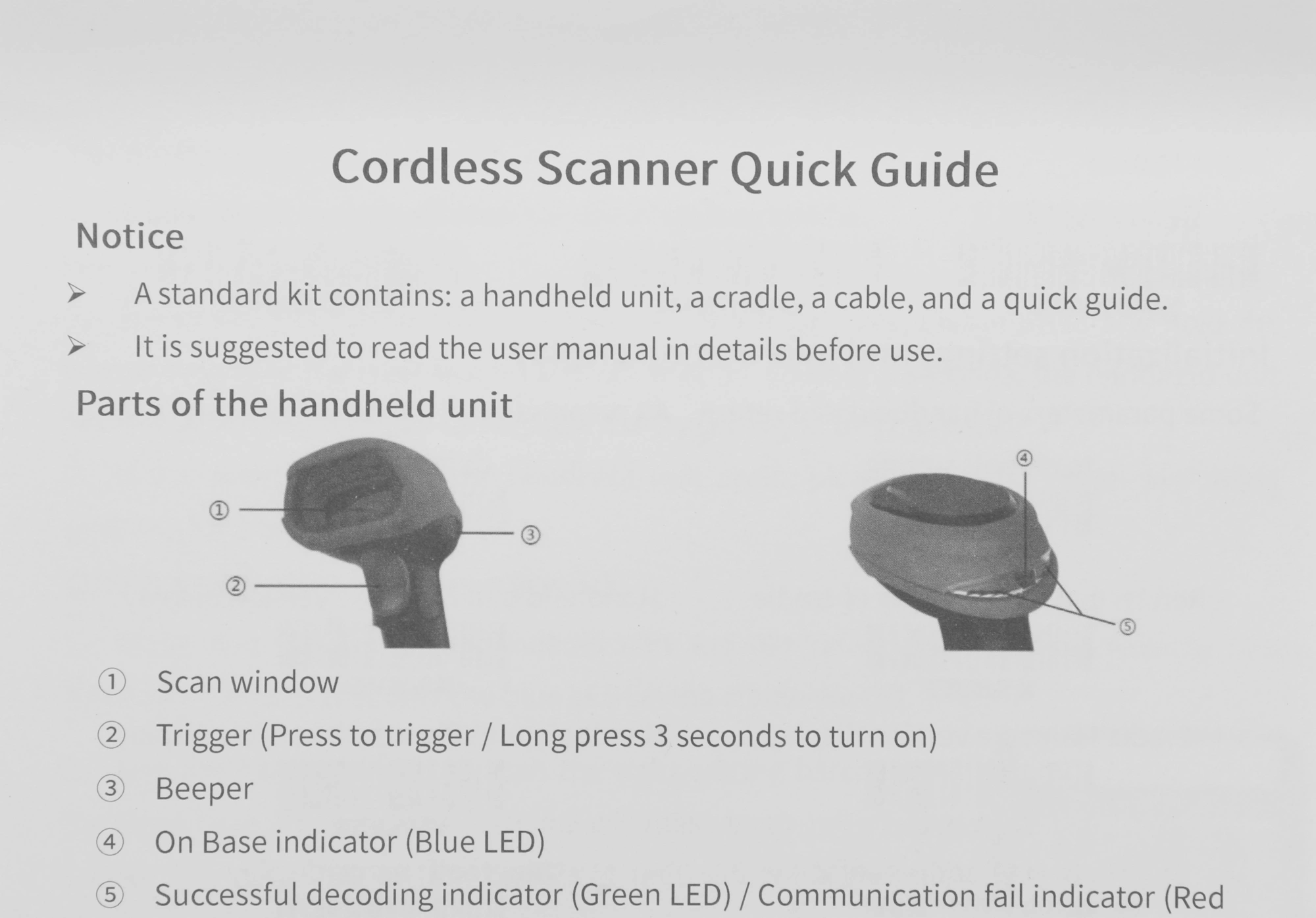 Сканер штрих-кода Mindeo CS2291-HD(BT) 2D беспроводной серый