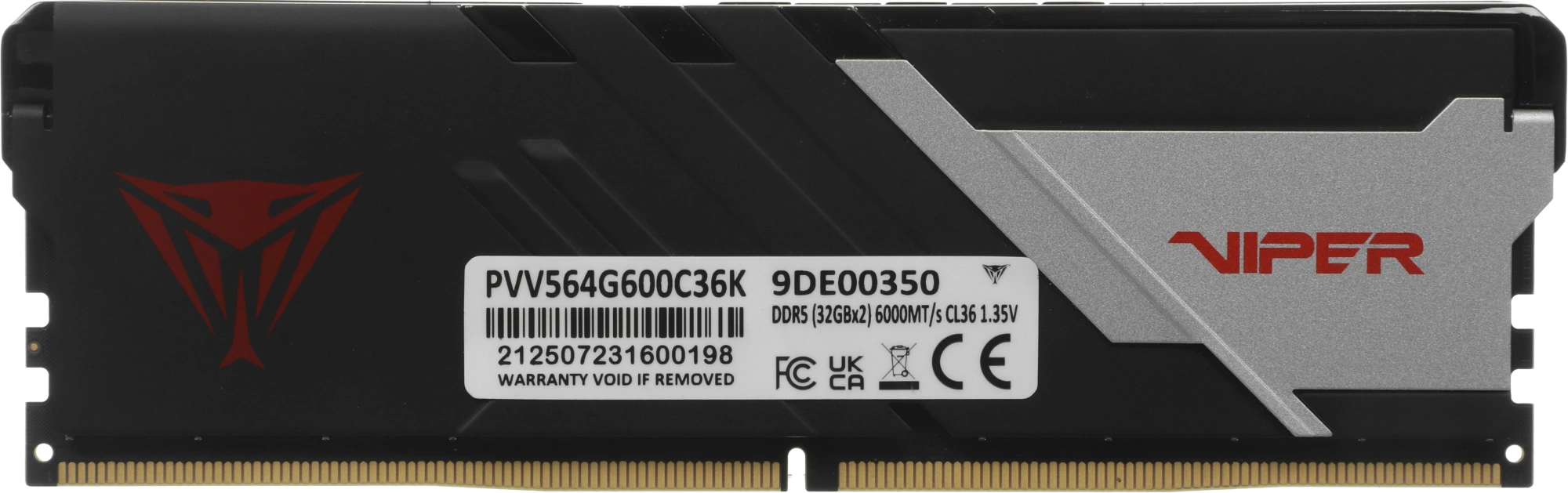 Память DDR5 2x32GB 6000MHz Patriot PVV564G600C36K Viper Venom RTL Gaming PC5-48000 CL36 DIMM 288-pin 1.35В с радиатором Ret